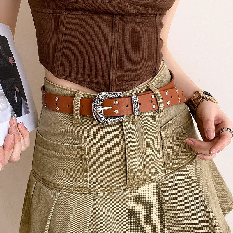 Arden Retro Silver Buckle Belt