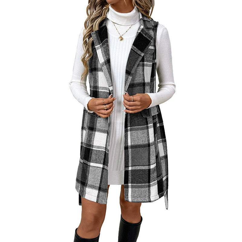 Vienna Plaid Lace-Up Vest