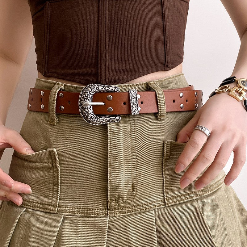Arden Retro Silver Buckle Belt