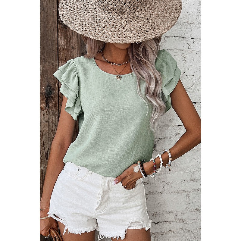 Elora Petal Sleeve Summer Blouse