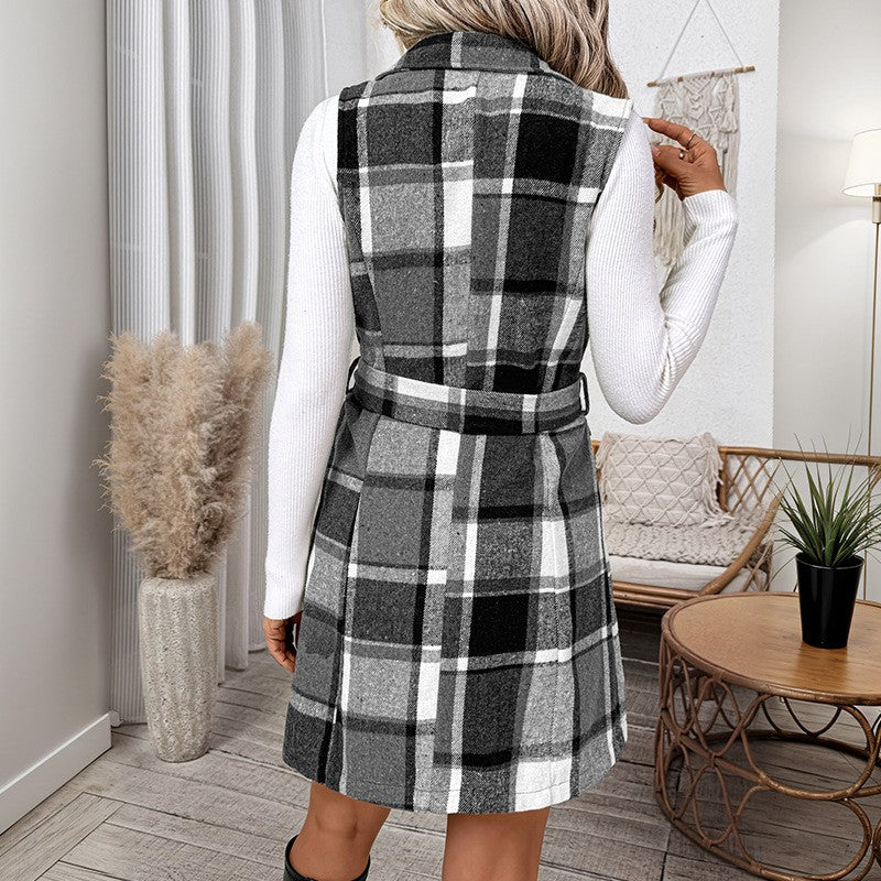 Vienna Plaid Lace-Up Vest